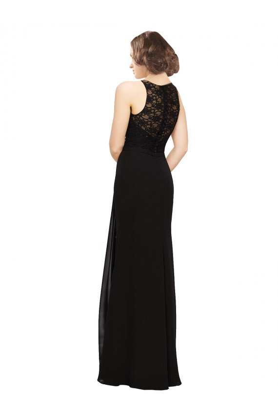 Cheapest Sheath Beaded and Embroidered Bridesmaids Dress with Lace Bodice and Chiffon Skirt UK