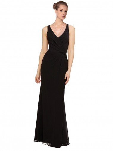 Cheapest Open V-Back Chiffon Bridesmaids Dress with V-Neckine UK
