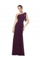 Cheapest One Shoulder Chiffon Bridesmaids Dress with Shoulder Bow UK