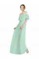 Cheapest Spaghetti Straps Long Chiffon Off-The-Shoulder Bridesmaid Dress with Double Flounce Sleeves UK