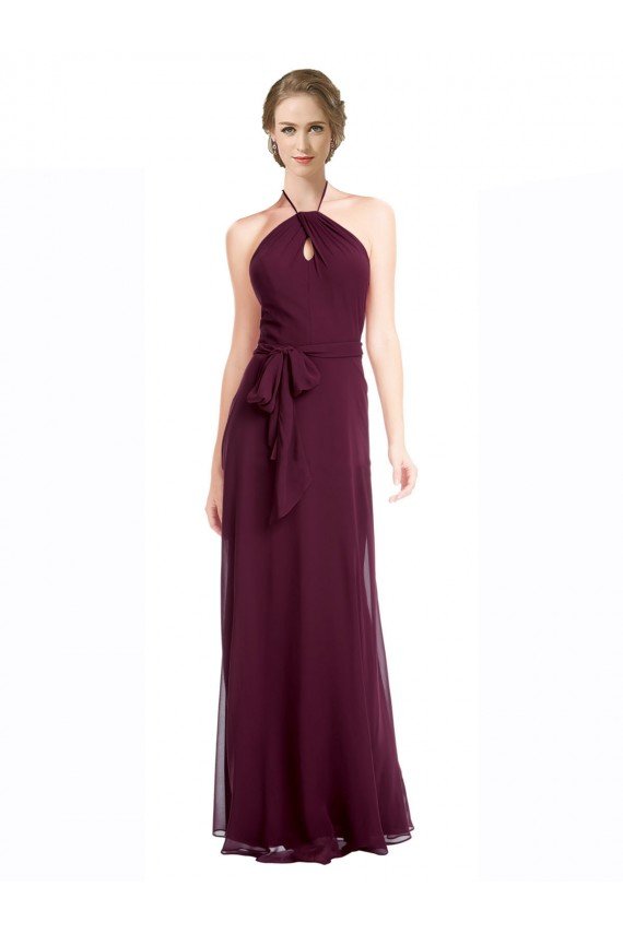 Cheapest Full Length Chiffon Bridesmaid Dress with Halter Top UK