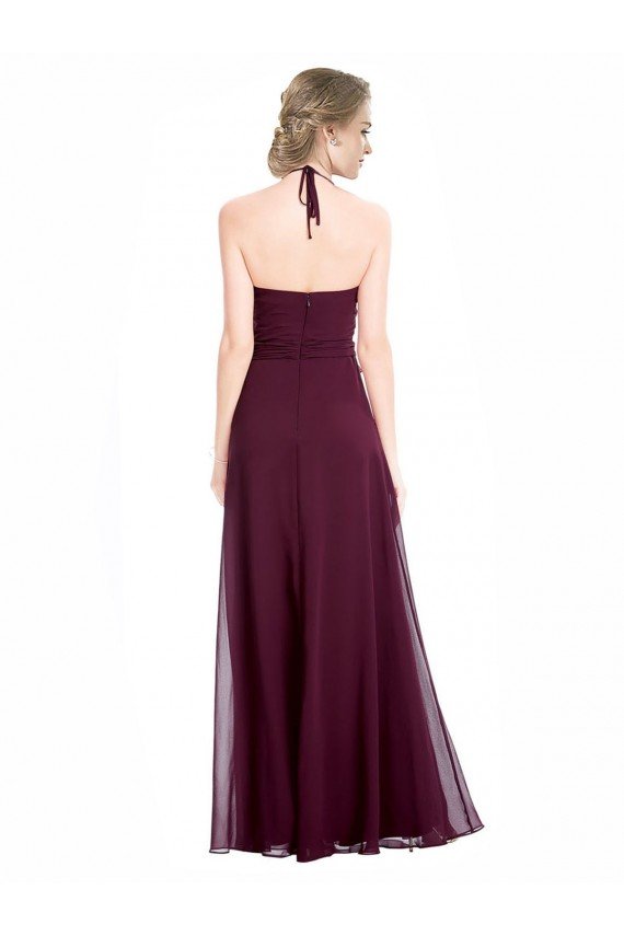 Cheapest Full Length Chiffon Bridesmaid Dress with Halter Top UK