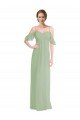 Cheapest Long Chiffon Off-The-Shoulder Bridesmaid Dress with Double Flounce Sleeves UK
