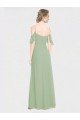 Cheapest Long Chiffon Off-The-Shoulder Bridesmaid Dress with Double Flounce Sleeves UK