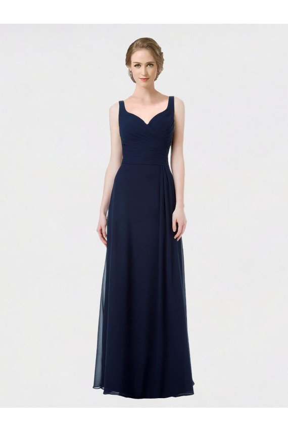 Cheapest Long Chiffon Bridesmaid Dress with Sweetheart Neckline and Shoulder Straps UK