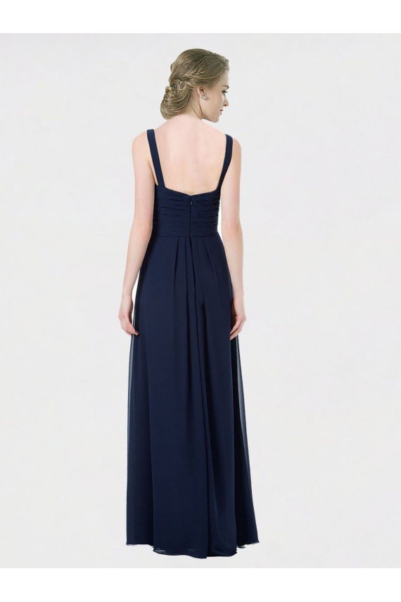 Cheapest Long Chiffon Bridesmaid Dress with Sweetheart Neckline and Shoulder Straps UK