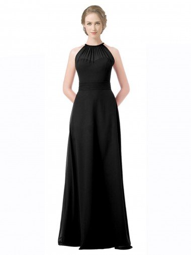 Cheapest Full Length Chiffon Sweetheart Bridesmaid Dress with An Illlusion Overlay UK