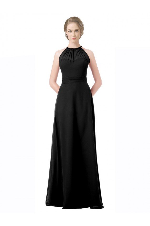 Cheapest Full Length Chiffon Sweetheart Bridesmaid Dress with An Illlusion Overlay UK