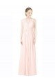 Cheapest Long Chiffon Sleeveless Bridesmaid Dress with Sheer Illusion Top and V-Back UK
