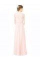 Cheapest Long Chiffon Sleeveless Bridesmaid Dress with Sheer Illusion Top and V-Back UK