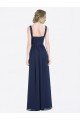 Cheapest Long Chiffon V-Neck Sleeveless Bridesmaid Dress with Criss-Cross Pleated Bodice UK