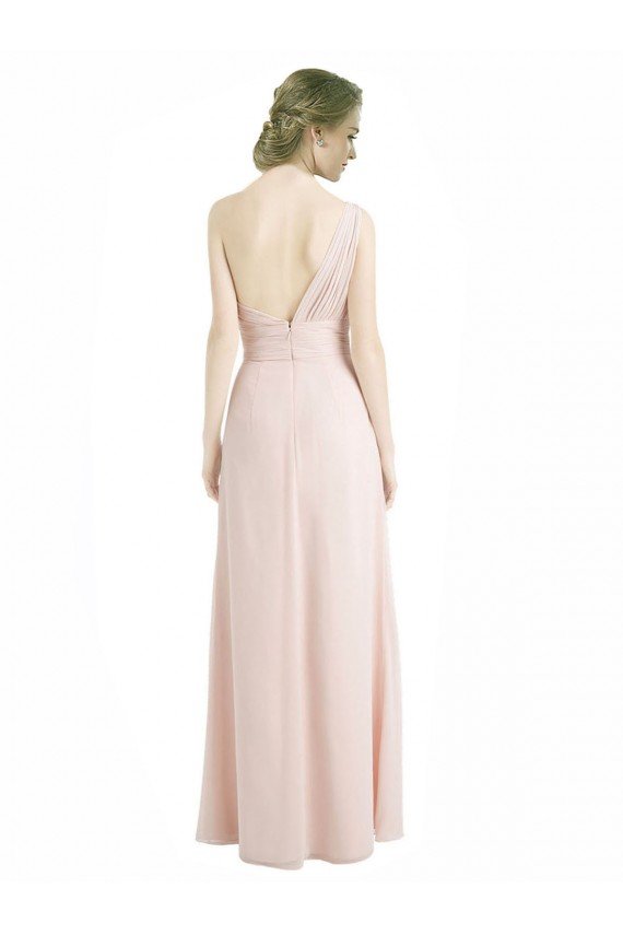 Cheapest Full Length Chiffon Bridesmaid Dress with One Wide Shoulder Strap UK