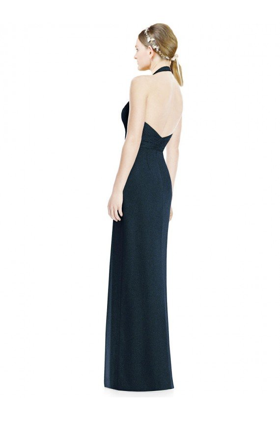 Cheapest V-Neck Halter Chiffon Bridesmaid Dress with Side Front Slit UK