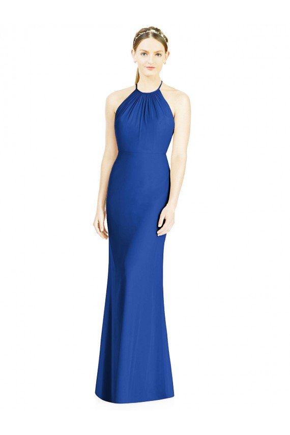 Cheapest Criss Cross Low Back Halter Chiffon Bridesmaid Dress UK