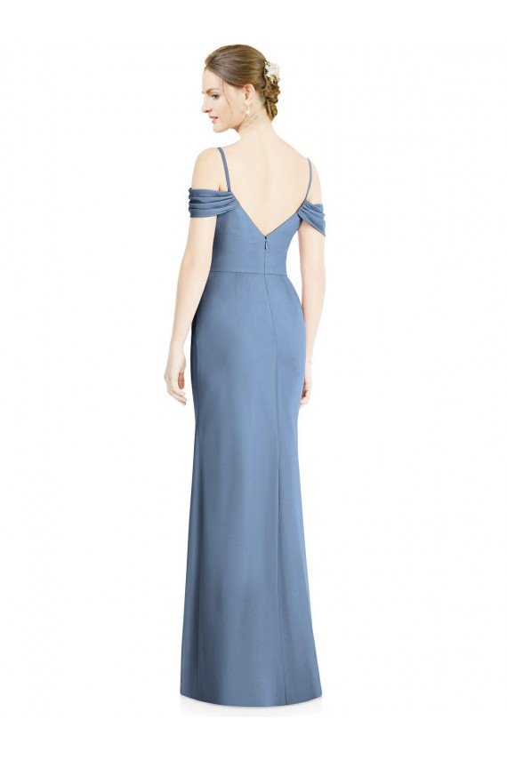 Cheapest Draped Cold Shoulder Sweetheart Long Chiffon Formal Bridesmaid Dress UK