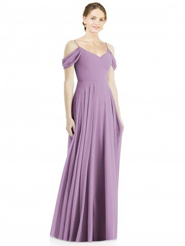 Cheapest Off the Shoulder Open Cowl-Back Maxi Bridesmaid Dress UK