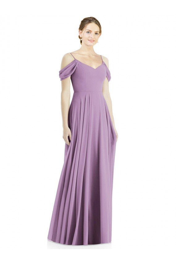 Cheapest Off the Shoulder Open Cowl-Back Maxi Bridesmaid Dress UK