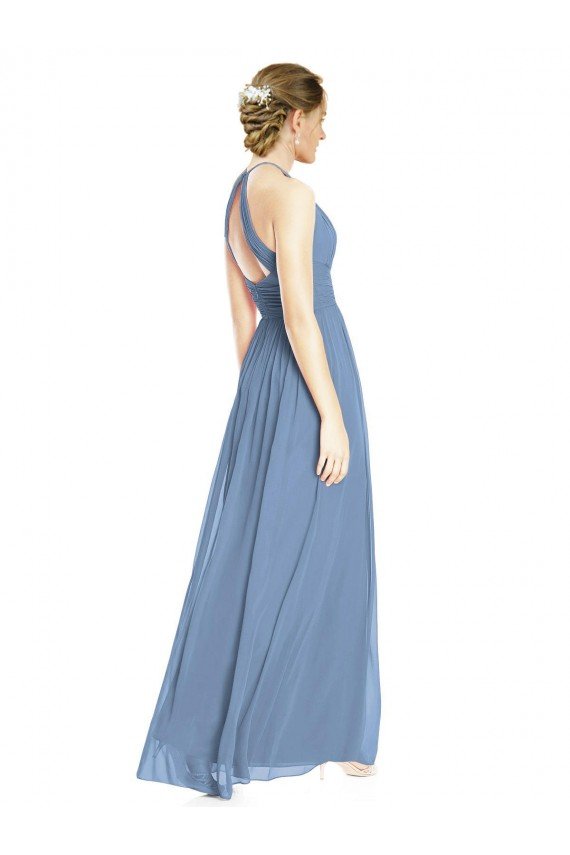 Cheapest Open Back Long Chiffon Halter Bridesmaid Dress UK