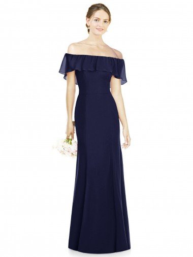 Cheapest Off the Shoulder Full-Length Trumpet Chiffon Bridesmaid Dress UK