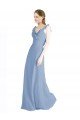 Cheapest Fluted Chiffon Wrap Bridesmaid Dress with Ruffles V-Neck UK