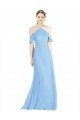 Cheapest Halter Frill Cold Shoulder A-Line Chiffon Bridesmaid Dress UK