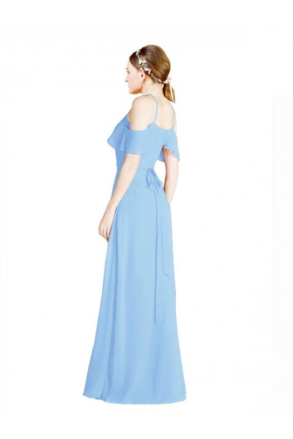 Cheapest Halter Frill Cold Shoulder A-Line Chiffon Bridesmaid Dress UK