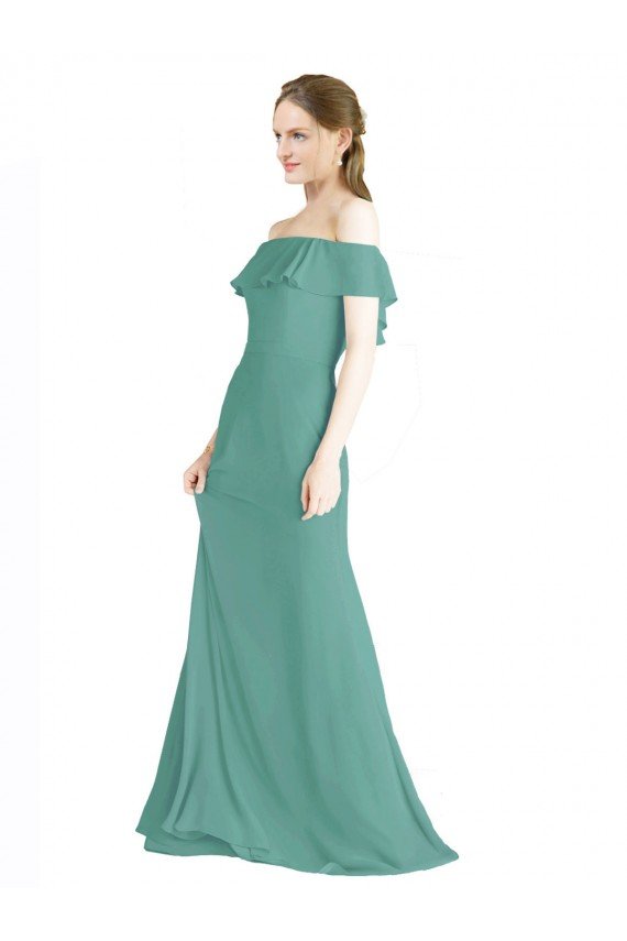 Cheapest Off the Shoulder Bohemian Chiffon Bridesmaid Dress UK