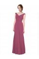 Cheapest V-Neckline Long Chiffon Bridesmaid Dress with Wide V-Back UK