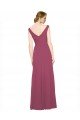 Cheapest V-Neckline Long Chiffon Bridesmaid Dress with Wide V-Back UK