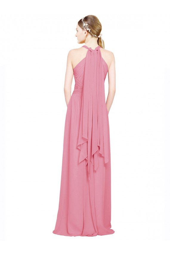 Cheapest Halter Neck Keyhole A-Line Chiffon Bridesmaid Dress UK