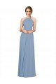 Cheapest Pleated Halter Neckline A-Line Chiffon Bridesmaid with Criss Cross Back UK