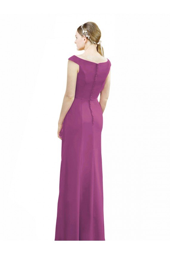 Cheapest Full Length Long Chiffon Bridesmaid Dress with Boat Neck UK