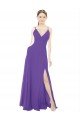 Cheapest Long Chiffon A-Line Bridesmaid Dress with Deep V-Neckline and Side Slit UK