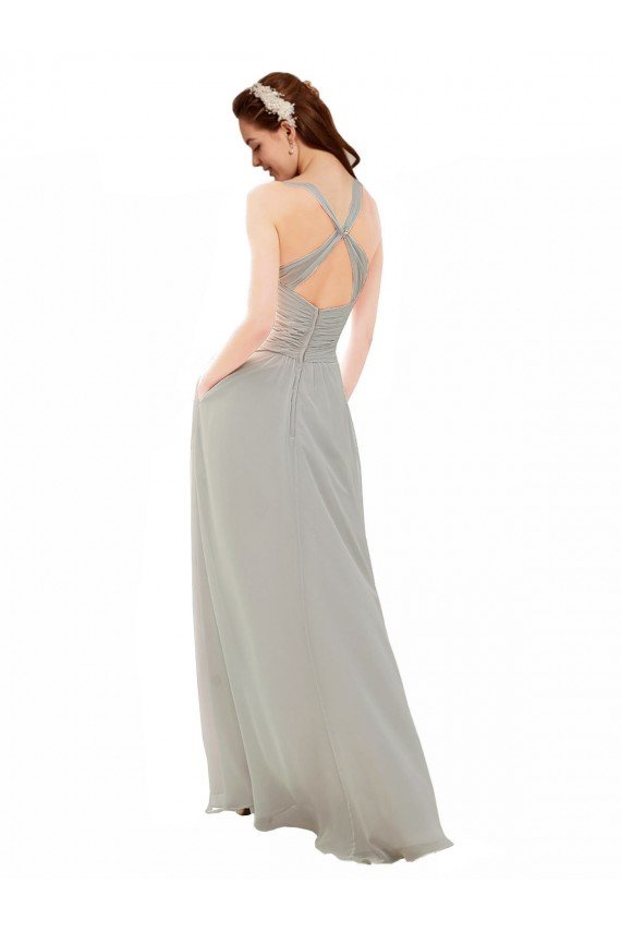 Cheapest Chiffon Bridesmaid Dress with Ruched Draped Bodice UK