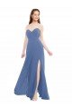Cheapest Classic Strapless Bridesmaids Dress with Draped Sweetheart Bodice and Side Slit UK
