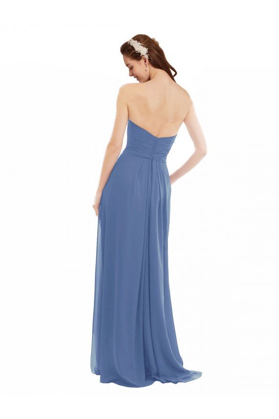Cheapest Classic Strapless Bridesmaids Dress with Draped Sweetheart Bodice and Side Slit UK