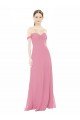 Cheapest Fitted Sweetheart Bodice Chiffon Bridesmaid Dress with Draped Cap Sleeves UK