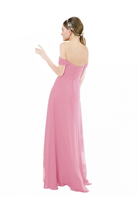 Cheapest Fitted Sweetheart Bodice Chiffon Bridesmaid Dress with Draped Cap Sleeves UK