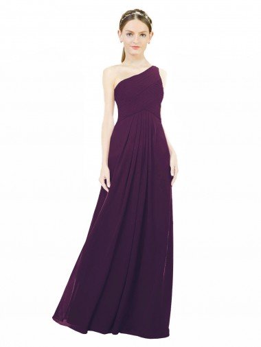Cheapest One Shoulder Chiffon Bridesmaid Dress with Draped Bodice UK