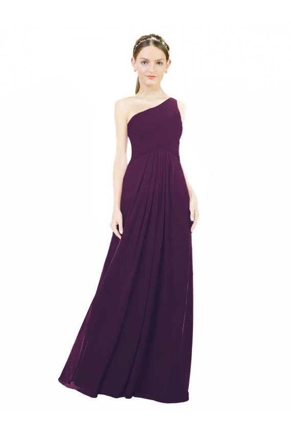 Cheapest One Shoulder Chiffon Bridesmaid Dress with Draped Bodice UK