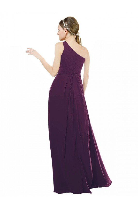 Cheapest One Shoulder Chiffon Bridesmaid Dress with Draped Bodice UK