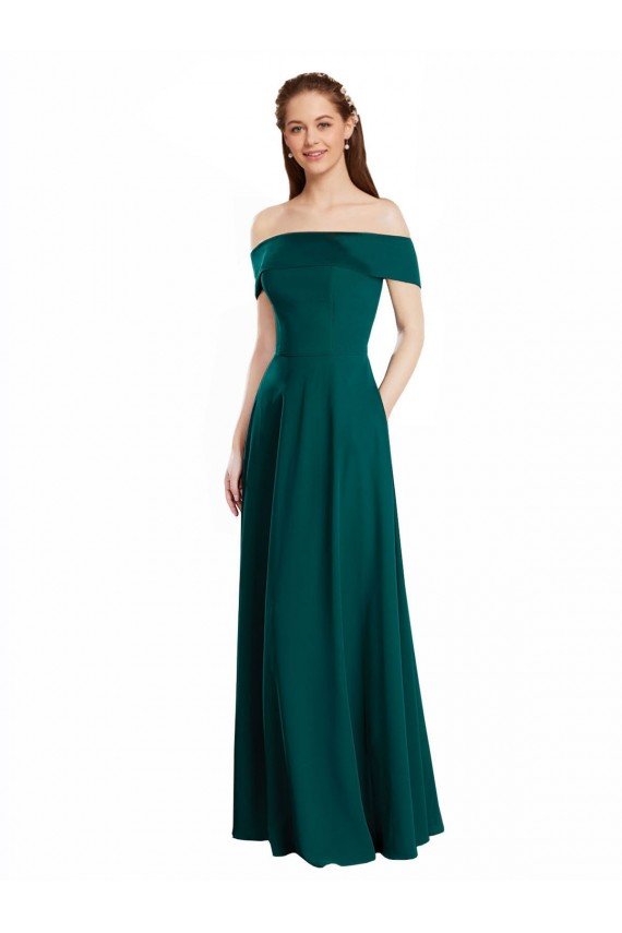 Cheapest Classic Off the Shoulder Chiffon Bridesmaid Dress with Cap Sleeves UK
