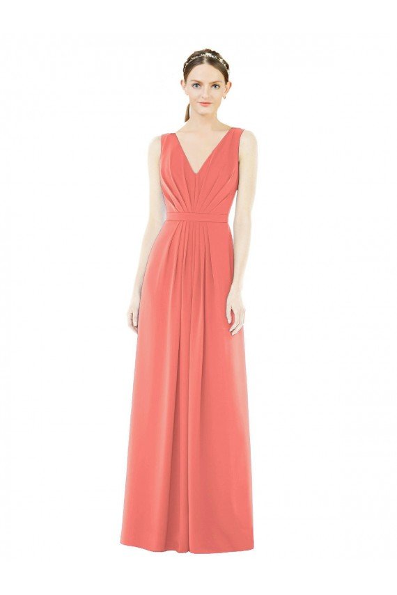 Cheapest V-Neck V-Back Sleeveless Chiffon Bridesmaid Dress UK