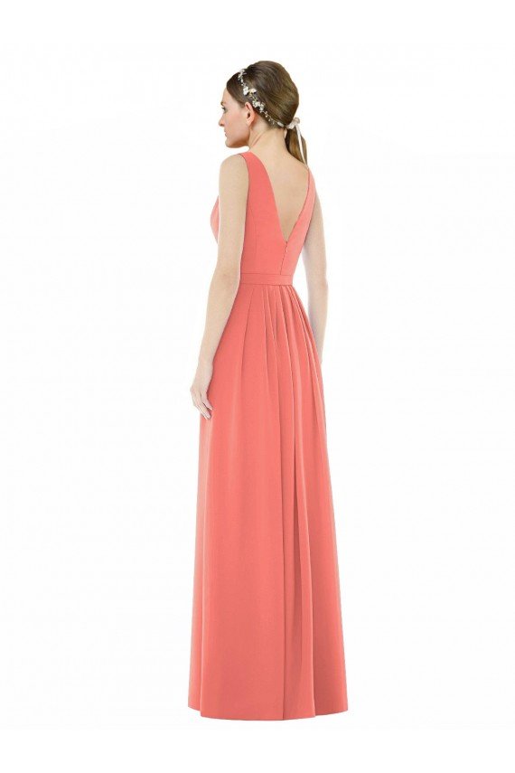 Cheapest V-Neck V-Back Sleeveless Chiffon Bridesmaid Dress UK