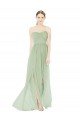 Cheapest Strapless Draped Bodice Maxi Bridesmaid Dress with Front Slits UK
