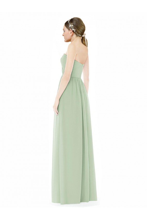 Cheapest Strapless Draped Bodice Maxi Bridesmaid Dress with Front Slits UK