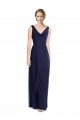 Cheapest Cowl Neck Deep V-Back Chiffon Bridesmaid Dress with Side Front Slits UK