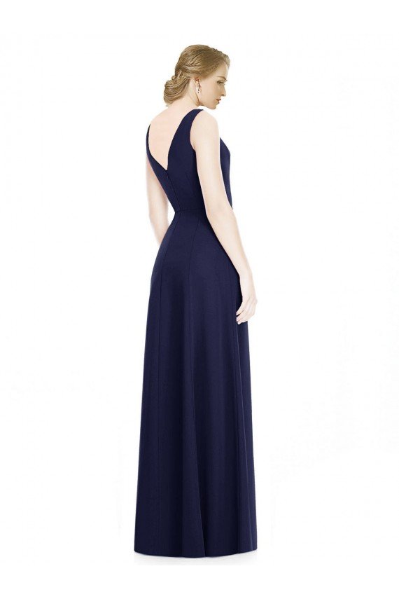 Cheapest Cowl Neck Deep V-Back Chiffon Bridesmaid Dress with Side Front Slits UK