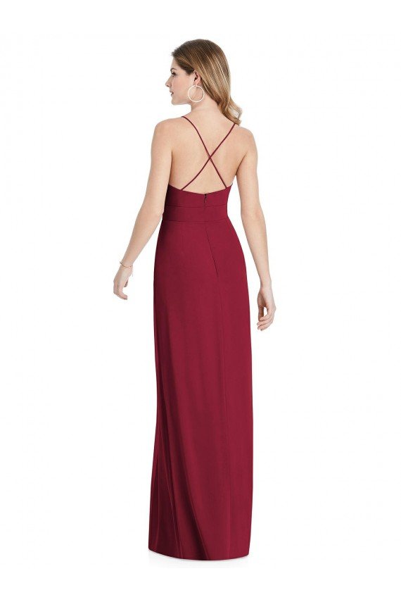 Cheapest Pleated Skirt Chiffon Maxi Bridesmaid Dress with Pockets UK