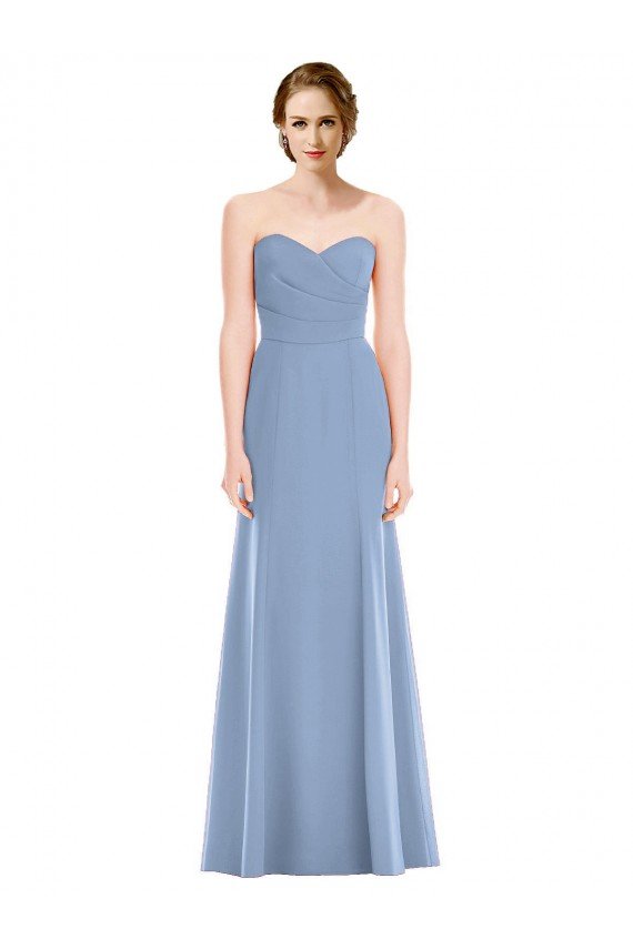Cheapest Draped Strapless Sweetheart Trumpet Chiffon Bridesmaid Dress UK